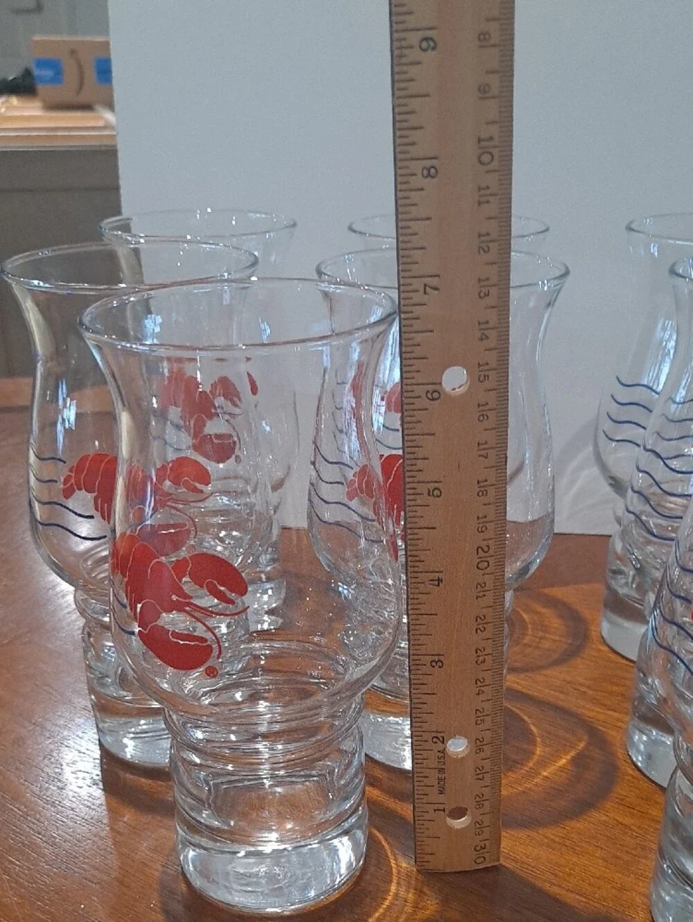VINTAGE Libbey Clear Glass Tumblers with Red Lobster Motif - Set of 10.   NEW!